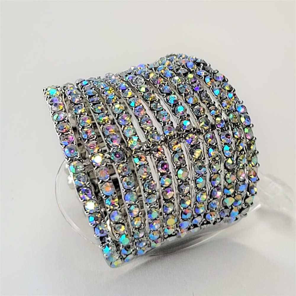 Glitter Bling Statement Ring Crystal Stretch Band… - image 6